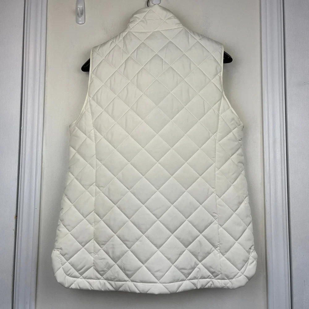 Lands End FeatherFree Quilted Insulated Vest Womens S Mock Neck Full Zip White - Picture 3 of 10